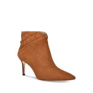 JOAN OLOFF Womens Brown Quilted Daron Pointed Toe Stiletto Leather Booties 10 M